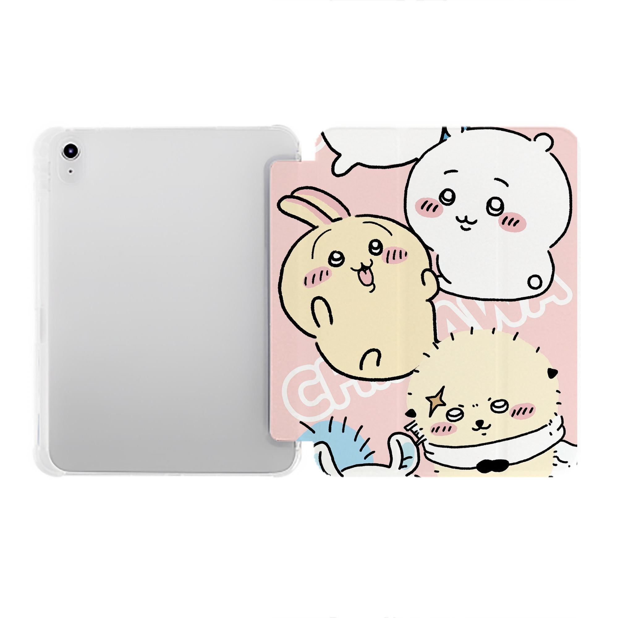 （画像用） ちいかわ Chii-kawa IPad ケース ペン収納付き 三つ折りスタンド PUレザー×シリコン 対応機種9.5/10.5/10.9インチ